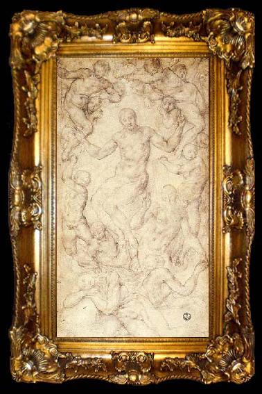 framed  Pontormo, Jacopo Christ the Judge with the Creation of Eve, ta009-2